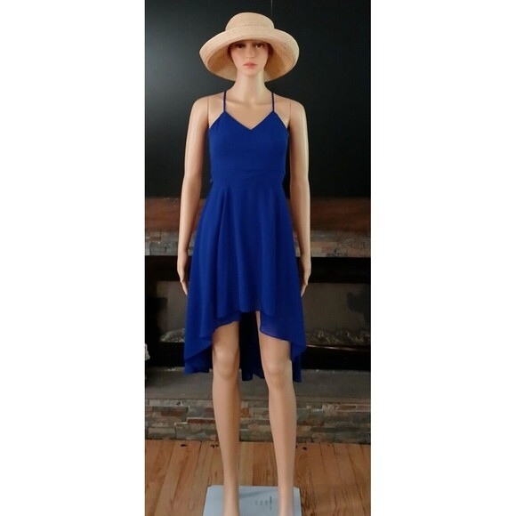 B. Smart Blue Size 3 Elegant Flowy Cocktail Party Dancing Dress Lace Zip Back - Picture 2 of 14